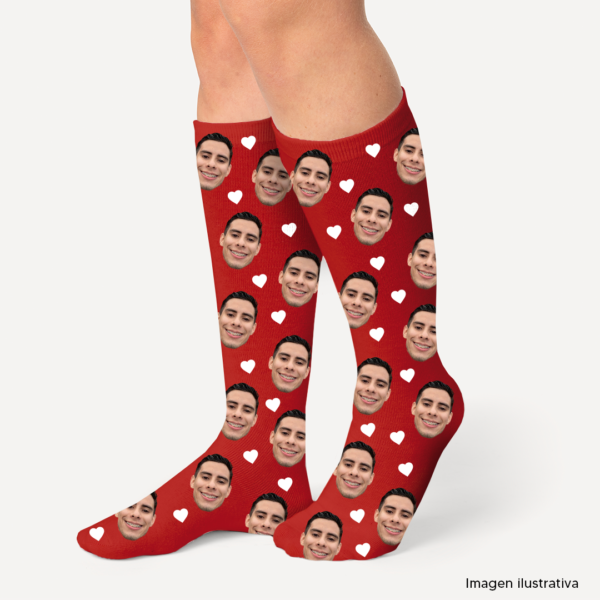 Calcetines Caras + Corazones blancos