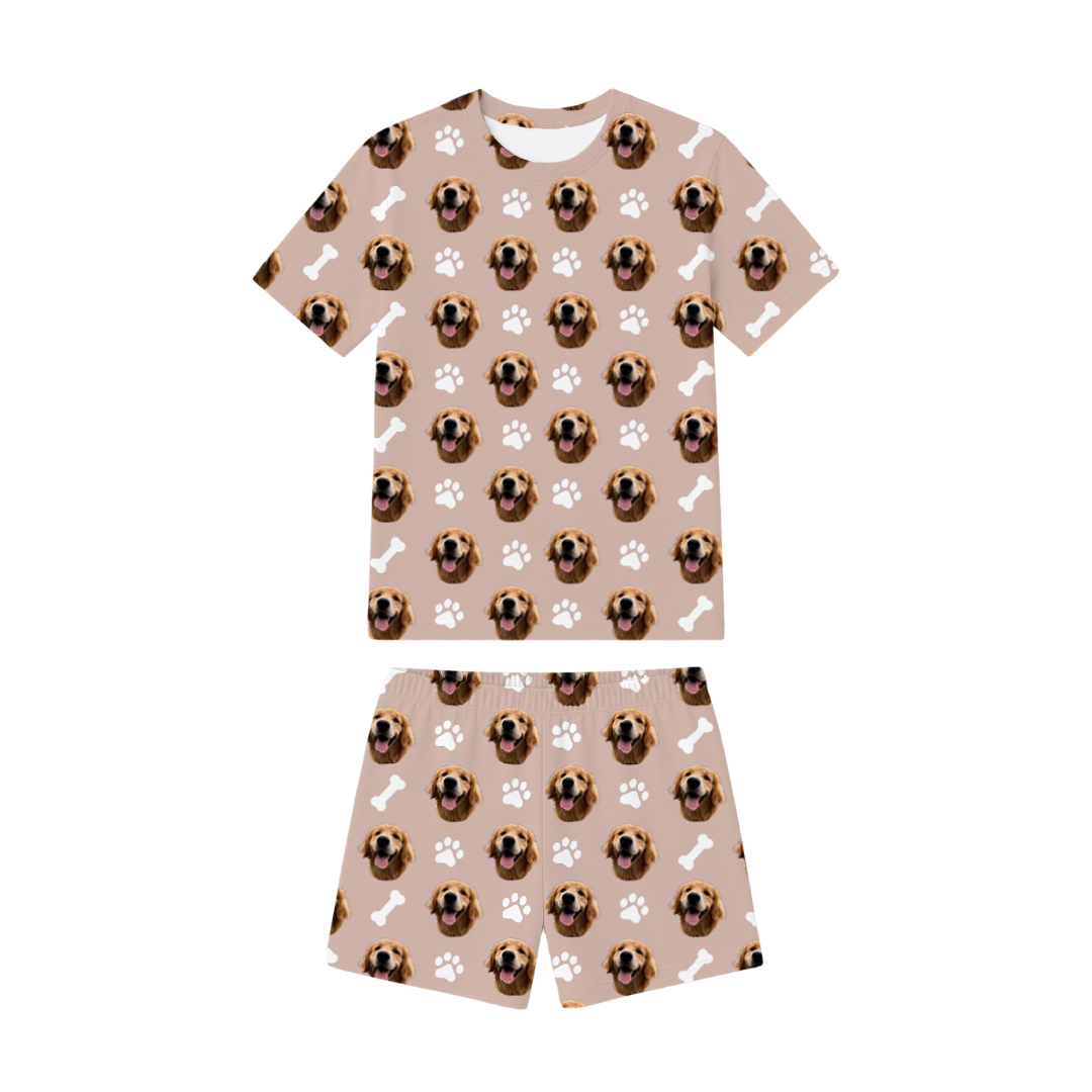 Pijama Manga Corta Huesitos y Huellitas